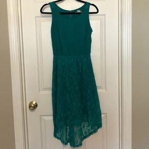 Teal, high-low dress, size S